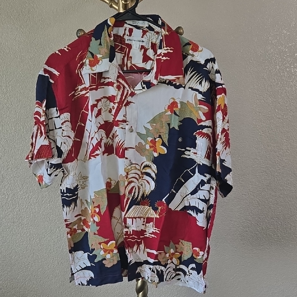 Pierre Cardin Red and White Floral Shirt